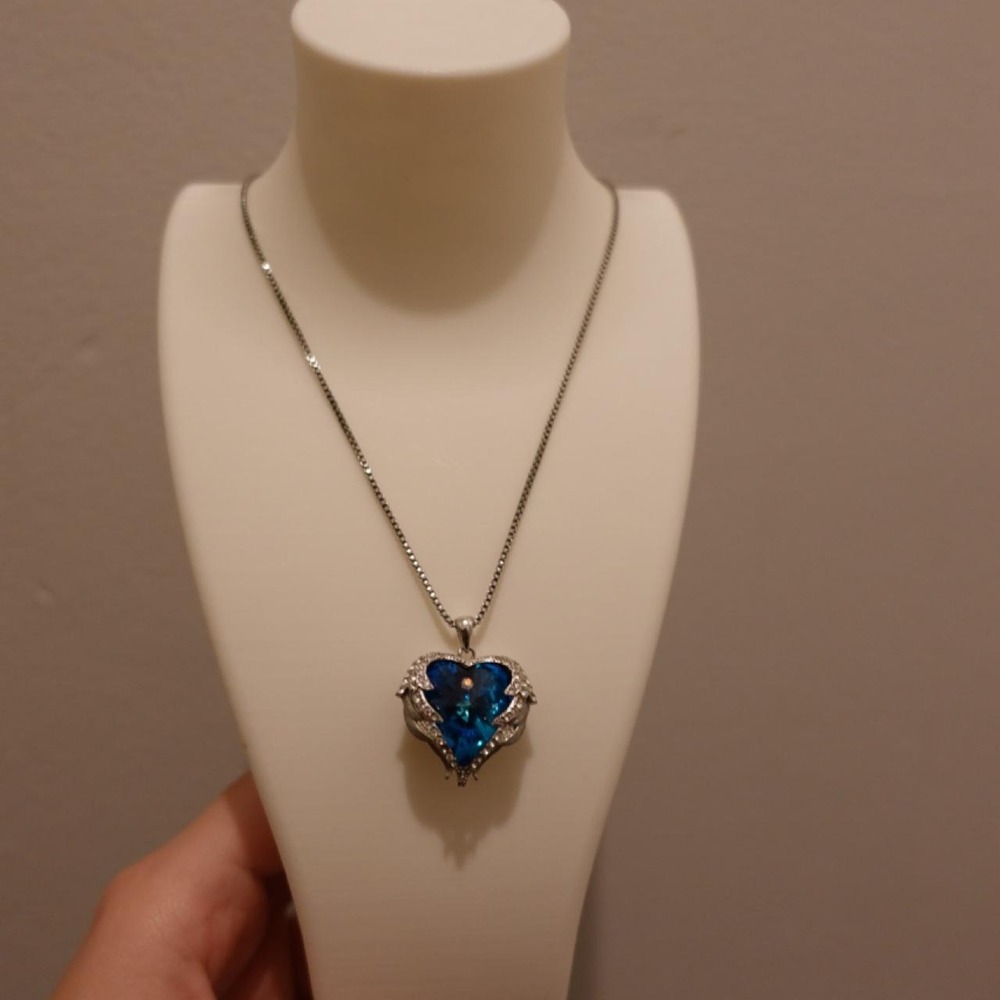 Blue Heart Angel Pendant